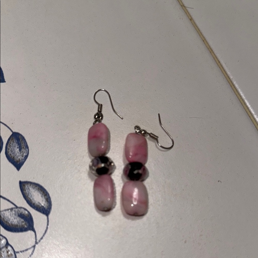 Pink Beaded Earrings